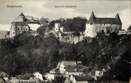 Ak Burghausen an der Salzach Oberbayern, Burg mit Georgsturm