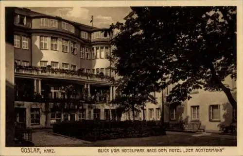 Ak Goslar am Harz, Blick vom Hotelpark nach dem Hotel Der Achtermann