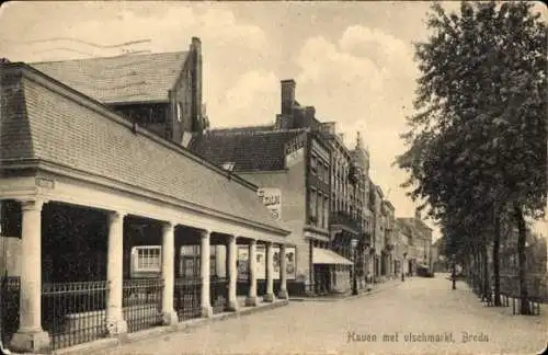 Ak Breda Nordbrabant Niederlande, Hafen, Vischmarkt