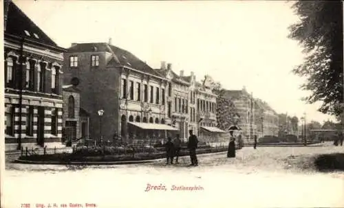 Ak Breda Nordbrabant Niederlande, Stationsplein