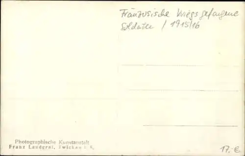 Foto Ak Zwickau in Sachsen, Französische Kriegsgefangene, Soldat mit Gewehr, 1915/16, 1. WK