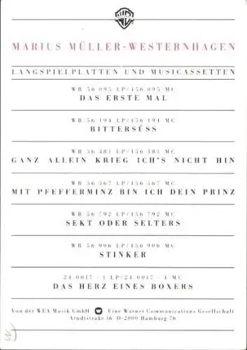 Ak Schauspieler und Sänger Marius Müller-Westernhagen, Portrait, Autogramm