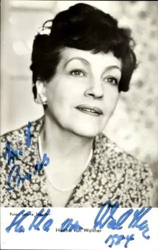 Ak Schauspielerin Hertha von Walther, Portrait, Autogramm