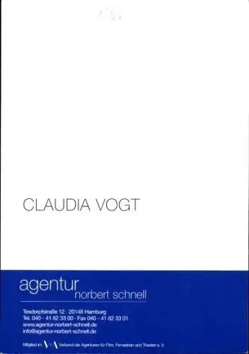 Ak Schauspielerin Claudia Vogt, Portrait, Autogramm