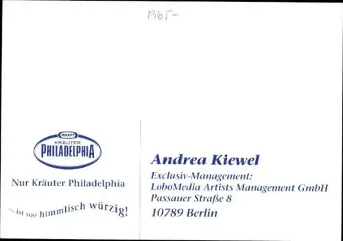 Ak Moderatorin Andrea Kiewel, Portrait, Werburg Philadelphia, Engel, Autogramm