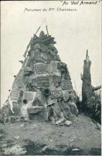 Ak Hartmannsweiler Elsass Haut Rhin, Hartmannsweilerkopf, Vieil Armand, Monument du 8me Chasseurs