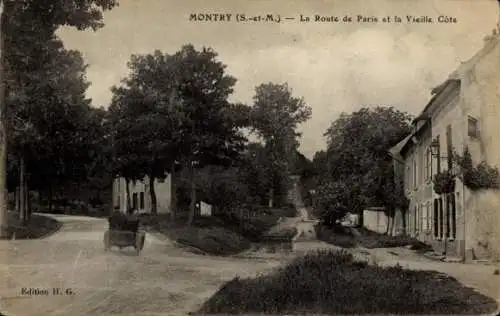 Ak Montry Seine et Marne, La Route de Paris, Vieille Cote