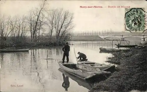 Ak Mary sur Marne Seine et Marne, Bords de Marne