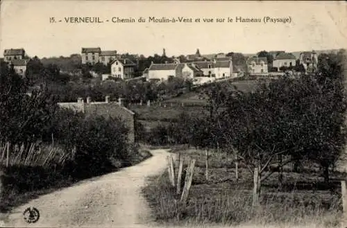 Ak Verneuil sur Seine Yvelines, Chemin du Moulin a Vent, Vue sur le Hameau