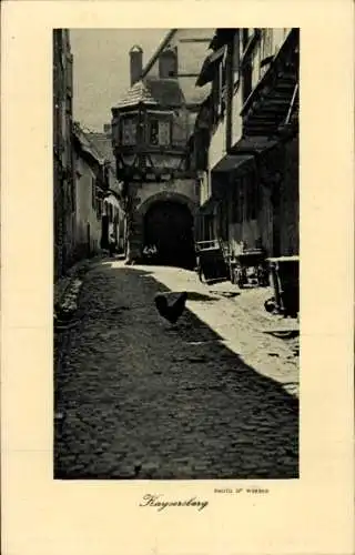 Ak Kaysersberg Haut Rhin, Une ruelle, Häusergasse, Hahn