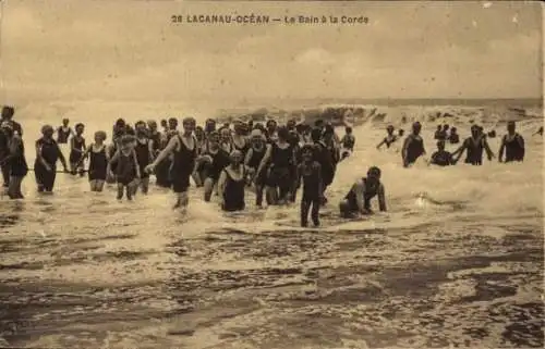 Ak Lacanau Gironde, Le Bain a la Corde