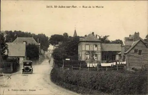 Ak Saint Aubin sur Mer Seine Maritime, Rue de la Mairie