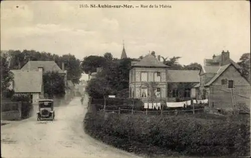 Ak Saint Aubin sur Mer Seine Maritime, Rue de la Mairie