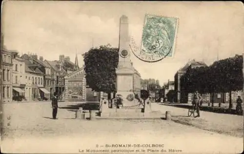 Ak Saint Romain de Colbosc Seine Maritime, Patriotisches Denkmal, Place du Havre