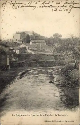 Ak Grans Bouches du Rhône, Quartier de la Pujade, Touloubre