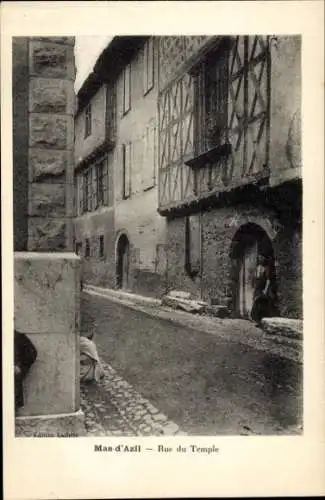 Ak Mas d'Azil Ariège, Rue du Temple, Fachwerk