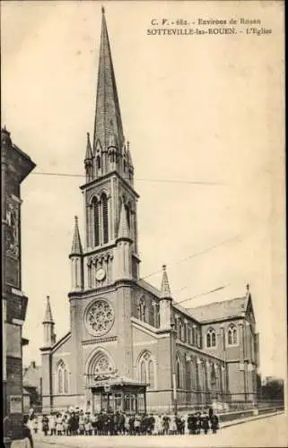 Ak Sotteville lès Rouen Seine Maritime, Kirche