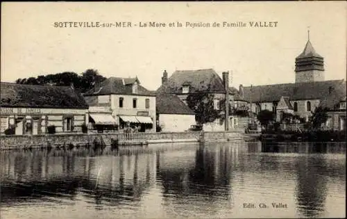 Ak Sotteville sur Mer Seine-Maritime, Mare, Pension de Famille Vallet, Kirche