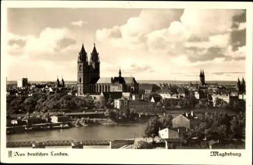 Ak Magdeburg an der Elbe, Blick vom Ausstellungsturm