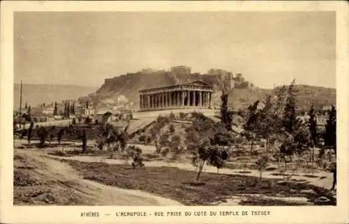 Ak Athen Griechenland, Akropolis, Blick von der Seite des Theseus-Tempels