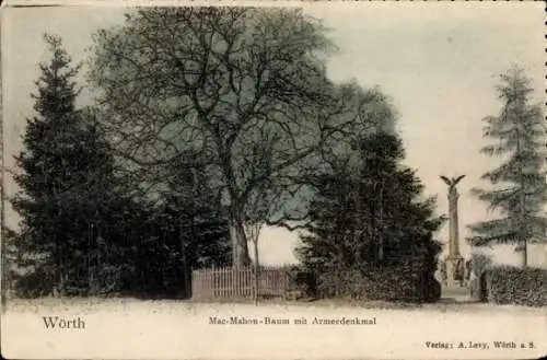 Ak Wœrth sur Sauer Woerth Wörth an der Sauer Elsass Bas Rhin, Mac-Mahon Baum, Armeedenkmal