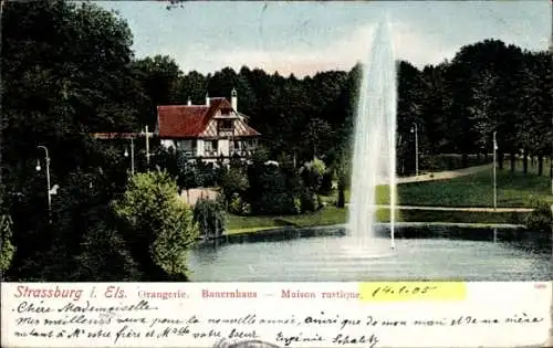 Ak Strasbourg Straßburg Elsass Bas Rhin, Orangerie, Bauerhaus