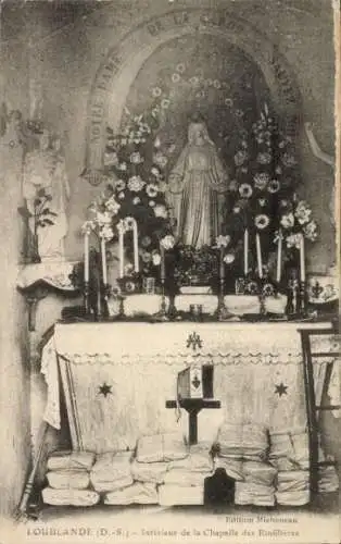 Ak Loublande Deux Sèvres, Interieur de la Chapelle des Rinfilieres