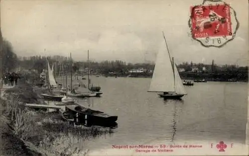 Ak Nogent sur Marne Val de Marne, Bords de Marne, Garage de Voiliers