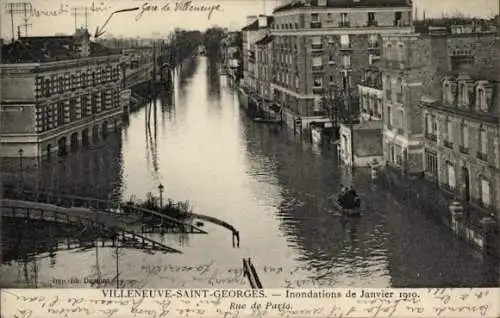 Ak Villeneuve Saint Georges Val de Marne,Inondations de Janvier 1910