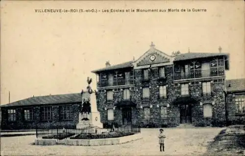 Ak Villeneuve le Roi Val de Marne, Les Ecoles et le Monument aux Morts de la Guerre