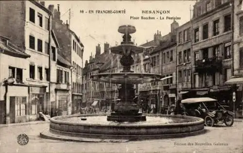 Ak Besançon Doubs, Place Bacchus, Fontaine