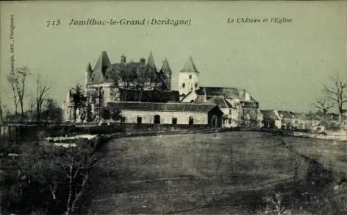 Ak Jumilhac le Grand Dordogne, Schloss, Kirche