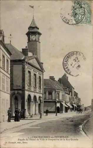 Ak Châteauneuf en Thymerais Eure et Loir, Rathaus, Rue Grande