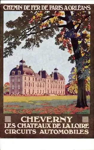 Künstler Ak Duval, C., Cour-Cheverny Loir-et-Cher, Les Chateaux de la Loire, Automobile Circuits