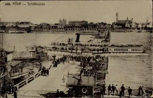 Ak Köln am Rhein, Schiffbrücke