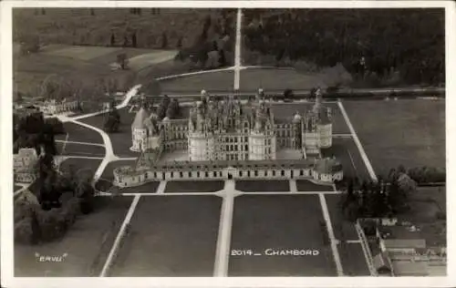 Ak Chambord Loir et Cher, Schloss, Luftbild