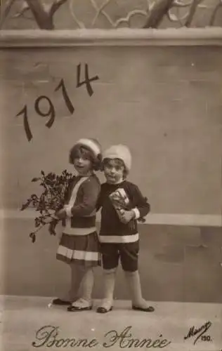 Ak Glückwunsch Neujahr 1914, Kinder, Geschenke