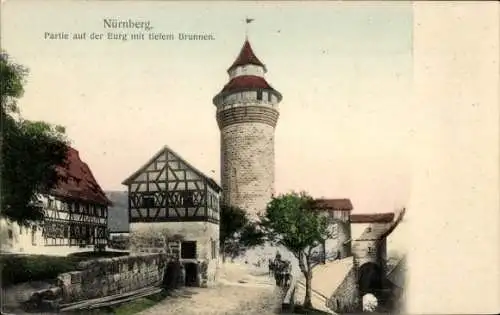 Ak Nürnberg in Mittelfranken, Burg, Tiefer Brunnen, Turm