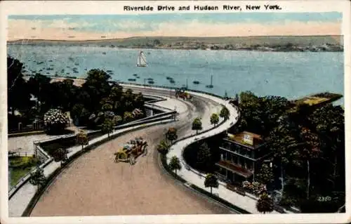 Ak New York City USA, Riverside Drive und Hudson River