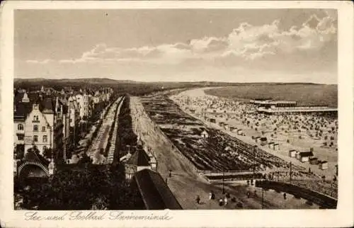 Ak Świnoujście Swinemünde Pommern, Strandpanorama