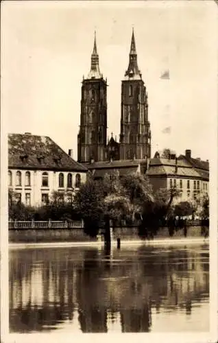 Ak Wrocław Breslau Schlesien, Blick zum Dom