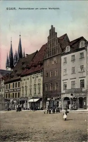 Ak Cheb Eger Region Karlsbad, Patrizierhäuser am unteren Marktplatz