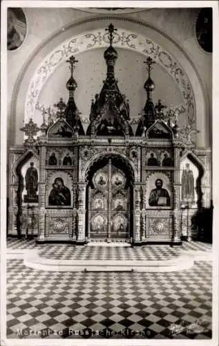 Ak Mariánské Lázně Marienbad Reg. Karlsbad, Russische Kirche, Innenansicht