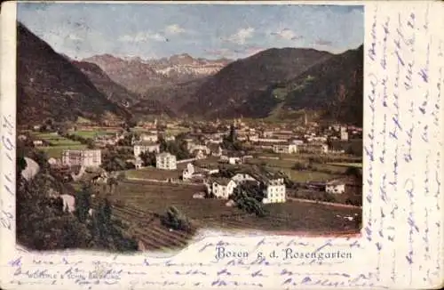 Litho Bozen Bolzano Südtirol, Blick gegen den Rosengarten