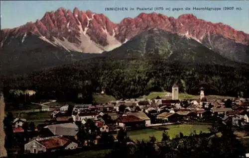 Ak Innichen San Candido Südtirol, Ort im Pustertal gegen die Haunoldgruppe