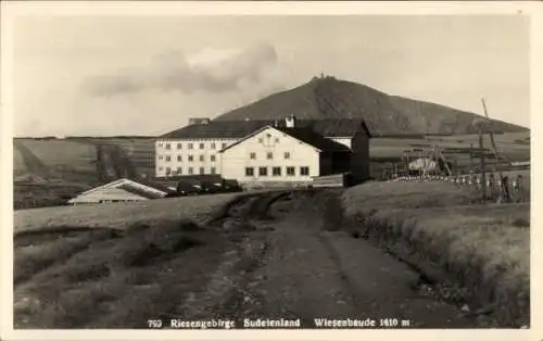 Ak Pec pod Sněžkou Petzer Riesengebirge Reg. Königgrätz, Wiesenbaude, Luční bouda