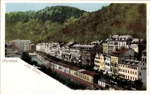 Ak Karlovy Vary Karlsbad Stadt, Alte Wiese, Panorama