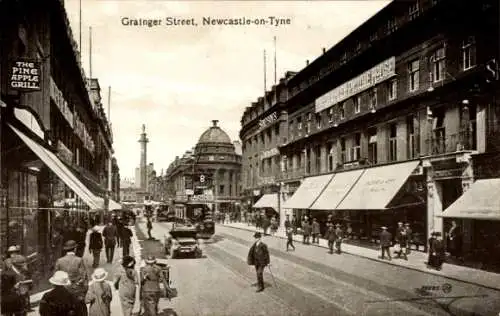 Ak Newcastle upon Tyne Northumberland England, Grainger Street
