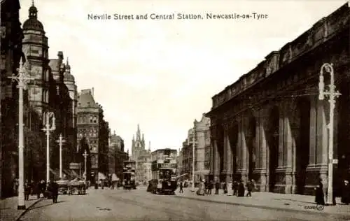 Ak Newcastle upon Tyne Northumberland England, Neville Street, Hauptbahnhof