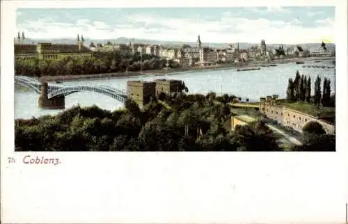 Ak Koblenz am Rhein, Teilansicht, Brücke